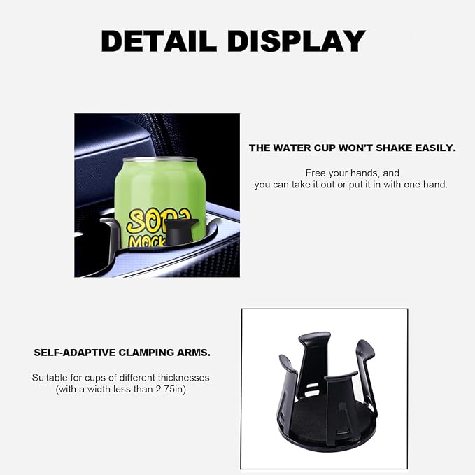 Zpana Car Slim Can Cup Holder Adapter, Vehicle Energy Drink Holder Insert, Reversible Wiggle Free Automotive Cup Holder Expander Accessories, Universal for SUV, Sedan, Truck(1PC)