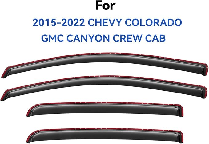 in-Channel Window Visors Rain Guards for 2015-2022 Chevy Colorado/GMC Canyon Crew Cab, Window Vent Wind Deflectors Visors Shades for 15-22 Colorado/Canyon Crew Cab