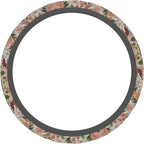 Burgundy Flowers Car Steering Wheel Cover for Women Men, Non-Slip Steering Wheel Protector, Universal 14"-15" Fit for Cars, SUVs, Trucks (Burgundy Flowers)