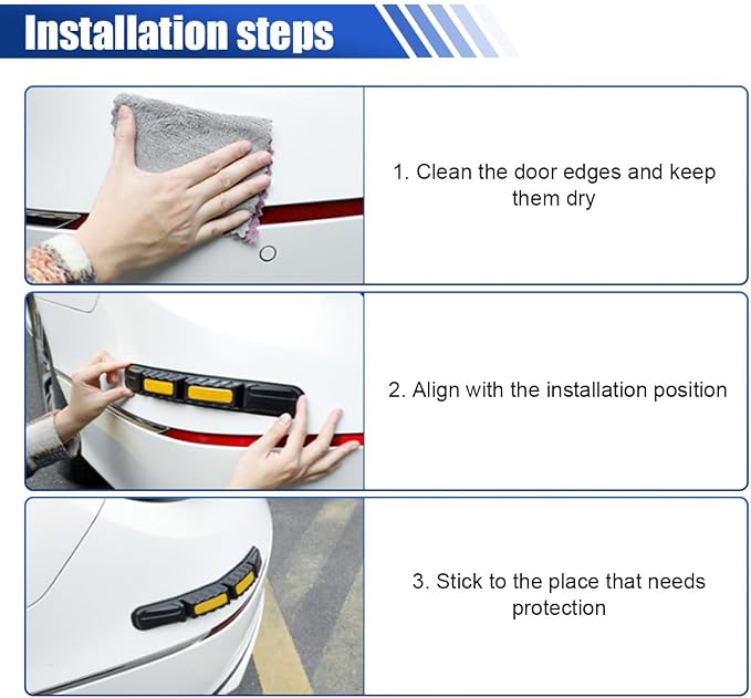 YoRise 2PCS Car Bumper Guard Strip, Anti-Collision Anti-Scratch Car Bumper Protector Trim with Reflective Patch, Foldable Door Edge Guard for Most Cars (Yellow)