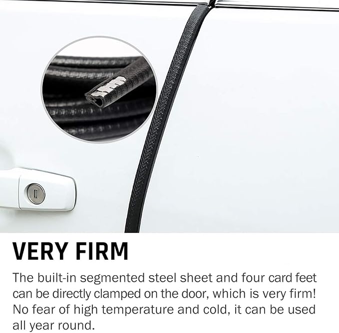 Universal Car Door Guards 33Ft(10M), Rubber U Shape Edge Trim Protection Strip, Black No-Glue Design Fits Most Vehicles
