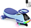 12V Electric Wiggle Car for Kids with Pedal, Display, Rechargeable Battery, LED Light, Bluetooth, Light-Up Wheels, Anti-Rollover, 2 Speeds, Ride on Toys, Birthday Gifts for Age 3+, 150Lbs