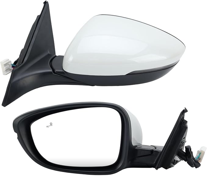 Left Driver Side Mirror Compatible with 2018-2022 Honda Accord Power Glass | Heated | with Blind Spot | with Turn Signal | Manual Folding Repalces HO1320330 (8Pins-Pearl White)
