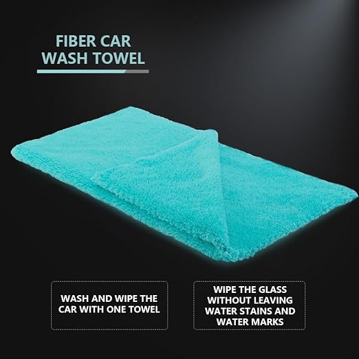 Microfiber Drying Towel Car Wash Drying Towel, 6 Pack Super Plush Edgeless Car Wash Towels for Auto Detailing, 16.1x17.7 in, 420GSM, Teal Blue-MT039