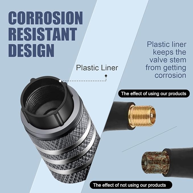Tire Valve Stem Cap Cover - (5 Pack) Tire Air Cap Metal with Plastic Liner Corrosion Resistant Leak-Proof Halloween Pumpkin Car Decoration Accessories Grey