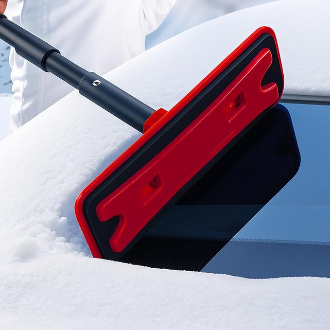 36" Car 3-in-1 Snow Brush, Detachable Extendable Vehicle Windshield Ice Frost Scraper with Ergonomic Foam Grip Handle, Automotive Snow Removal Tools, Universal for SUV RV Truck (Red) | Detachable Extendable Vehicle Windshield Ice Frost Scraper with Erg...