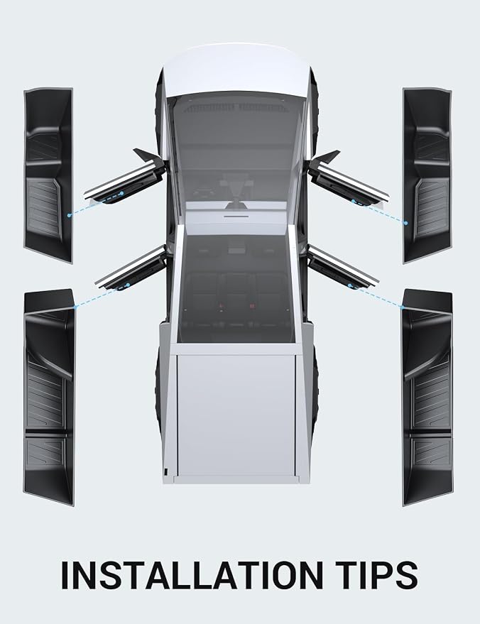 Tesla Cybertruck Door Side Storage Box Front Rear Door Tray Organizer Slot Pockets Handle Insert Protector TPE Cybertruck Accessories 2024 2025 4PCS
