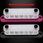 7 x M6 (1/4") Studs Power Distribution Block Bus Bar 12V, 5.9" HD 150A Marine BusBar Battery Distribution Block W/Cover for Car Boat Solar (Red & Black)