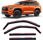 in-Channel Rain Guards for 2023-2026 Toyota Sequoia, Window Visor Shields Vent Deflector Shade Wind Dark Smoke 2024 2025 23 24 25 26, Tape-On Inside-Mount, 4PCS