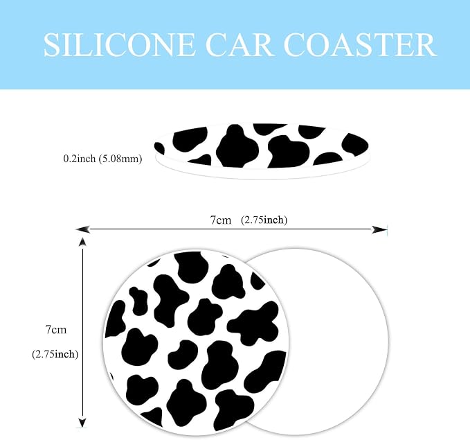 Black and White Cow Print Steering Wheel Cover Anti-Slip and Practical 14.5-15 Inch Universal Car Steering Wheel Cover with 2 Pieces Car Coasters Suitable for Men Women