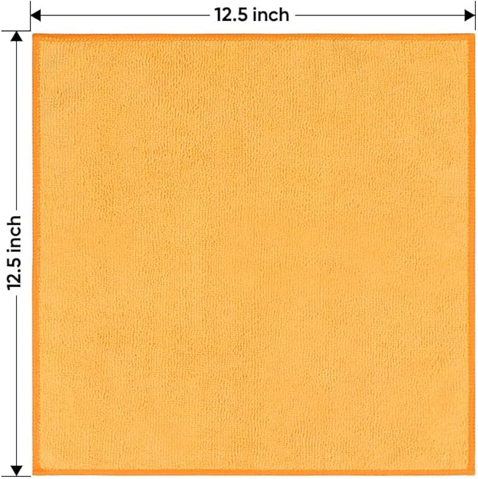 Yellow Microfiber Cleaning Cloths 12 Pack, 12.5 x 12.5 inch Microfiber Towel for Cars, Ultra Absorbent Car Washing Cloth, Lint Free Streak Free Cleaning Rags for Car, Kitchen, and Window