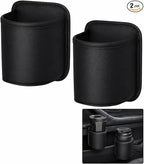 2 Pack Extra Cup Holder for Car, Clip-On Car Door Cup Holder Organizer, PU Leather Car Drink Holder for Small Bottle Coffee Cup Phone Keys Cards, Automotive Seat Pocket Storage, Black