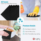 Orighty Microfiber Cleaning Cloth Bulk, 50 Pack Shop Towels, Reusable Cleaning Rags, Lint Free Microfiber Towels for Cars, Home & Kitchen, 12x12 Inch, Black