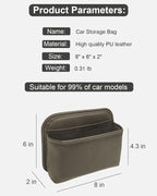 Driver's Car Storage Bag, Small Car Side Pocket Organizer for Car Seats, Doors and Consoles, PU Leather (Brown)