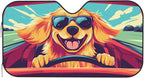 Windshield Sun Shade Driving Dog Funny Car Front Window Sunshade Cover for Truck SUV Blocks UV Rays Automotive Visor Interior Protector 55 x 30 inch