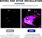 Car LED Strip Light, 24 LED RGB Auto Under Dash Interior Atmosphere Lights, USB Vehicle Decorative Lamp Ambient Night Light Strip, Lighting Kit Car Accessories (Pink Purple)