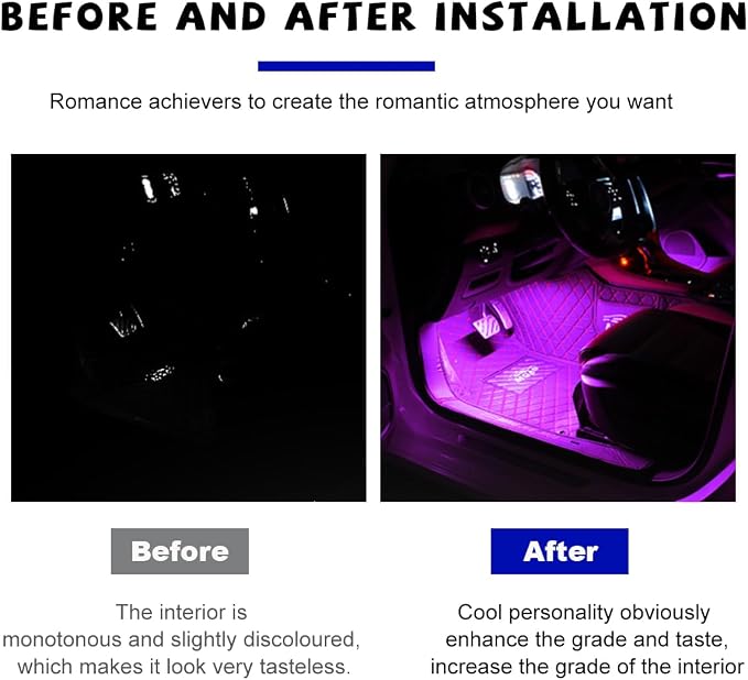 Car LED Strip Light, 24 LED RGB Auto Under Dash Interior Atmosphere Lights, Cigarette Lighter Decorative Lamp Ambient Night Light, Universal Lighting Kit Car Accessories (Pink Purple)