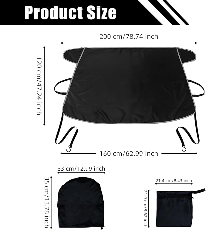 Windshield Cover for Ice and Snow No Scraping Car Accessories All Weather Waterproof Sunshade Winter Windshield Cover with Mirror Protection for Snow Ice Frost Sun Dust