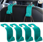 Car Seat Headrest Hook, 4PCS Vehicle Seat Back Hanger Storage Organizer for Purse Bag Coat, Auto Interior Hanging Holder Organization Accessories, Universal for SUV Sedan Truck (Cyan)