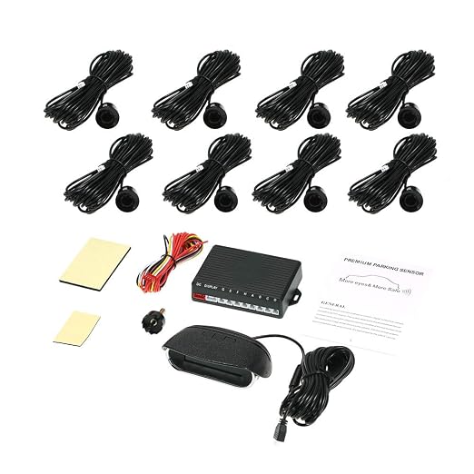 Car Reverse Backup Radar System, Front and Rear Parking Sensors Kit, 8/Sensors Electronics Cars Parking Assistance Reversing Radar with LED Display and Sound Warning
