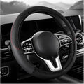 Car Steering Wheel Cover, 15 inch Carbon Fiber Microfiber Leather Elastic Steering Wheel Protector, Breathable Anti-Slip Comfortable Steering Wheel Covers for Most Cars (Black, AD)