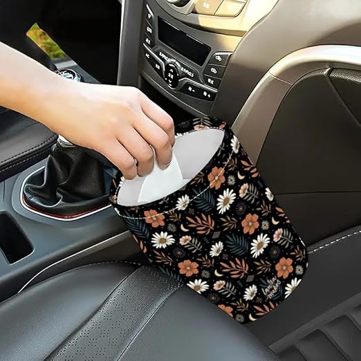 Portable Reusable Waterproof Car Trash Bin, Multipurpose Vehicle Organizer, Road Trip Essentials (Little Flower)