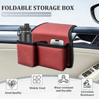 Car Window Armrest Storage Box, Comfortable Leather Vehicle Door Side Arm Rest Pad Organizer Bag, Multifunctional Automotive Window Armrest Storage Pocket, Universal for SUV Van Truck (Red)