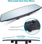 Verivue Universal Panoramic 12-Inch Rear View Mirror, Anti-Glare Wide Angle Car Mirror, Rearview Mirrors Accessory for Baby Rear-Facing, Tint flat Mirrors for Cars and SUVs.
