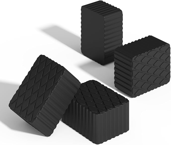 4Pack Solid Rubber Auto Lift Block 6-3/8" x 4-3/4" x 3.15" Heavy Duty Anti-Skid Lift Block Spacer Pad for Car Lifts, Jacks and Racks, 3000 LBS Capacity for Each Pad