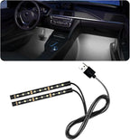 Car LED Strip Light, 24 LED RGB Auto Under Dash Interior Atmosphere Lights, USB Vehicle Decorative Lamp Ambient Night Light Strip, Lighting Kit Car Accessories (White)