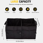 Car Trunk Organizer – Collapsible Multi Compartment Storage Box, Adjustable Automotive Storage Bin for SUV Sedan Truck