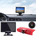 HD IP68 Third Roof Mount Brake Lamp Rear View Reverse Backup Camera Angle and Distance Adjustable Compatible with Chevrolet Express GMC Chevy Savana Exporer Cargo Van (Camera+7' Monitor)
