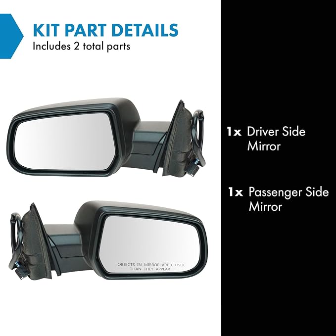 2 Piece Driver and Passenger Side Mirror Assembly Set Electric Adjustment Non-Heated No Memory Textured Compatible with 2015-2017 Chevrolet Equinox GM1320479 GM1321479