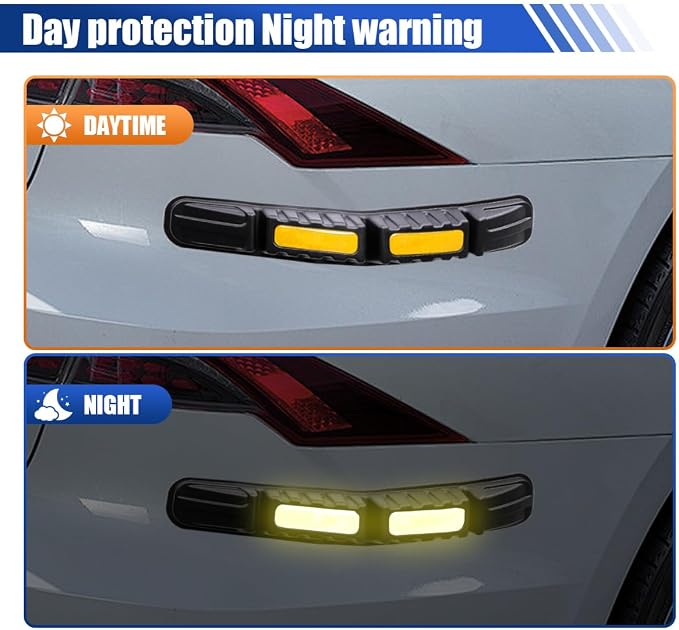 YoRise 2PCS Car Bumper Guard Strip, Anti-Collision Anti-Scratch Car Bumper Protector Trim with Reflective Patch, Foldable Door Edge Guard for Most Cars (Yellow)