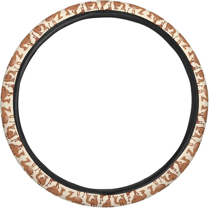 Cartoon Camels Steering Wheel Covers Anti-Slip Elasticity Car Accessories Steering Wheel Protector Universal 15 Inch for Cars SUV Vehicle Truck