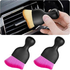 2PCS Car Interior Detailing Brush with Dust Cover, Auto Soft Hair Cleaning Brushes, Scratch Free Curved Dirt Collectors, for Vehicle Dashboard Air Conditioner Vents Leather (Deep Purple/2PCS)