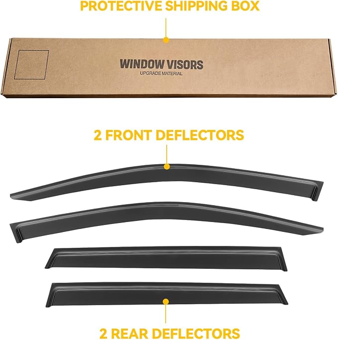 Window Visor for Toyota Corolla Cross 2022-2026, Out-Channel Rain Guards Shields Vent Wind Shade Deflector Dark Smoke 2023 22 23 24, Tape-On Outside-Mount, 4PCS