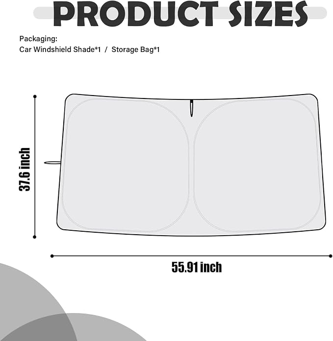 Car Windshield Sun Shade Compatible with Tesla 2017-2026 Model 3/Y,Oxford Cloth Car Sunshades for Windshield for Heat Insulation with Storage Bag,Foldable Sunshade for Cars Windshields