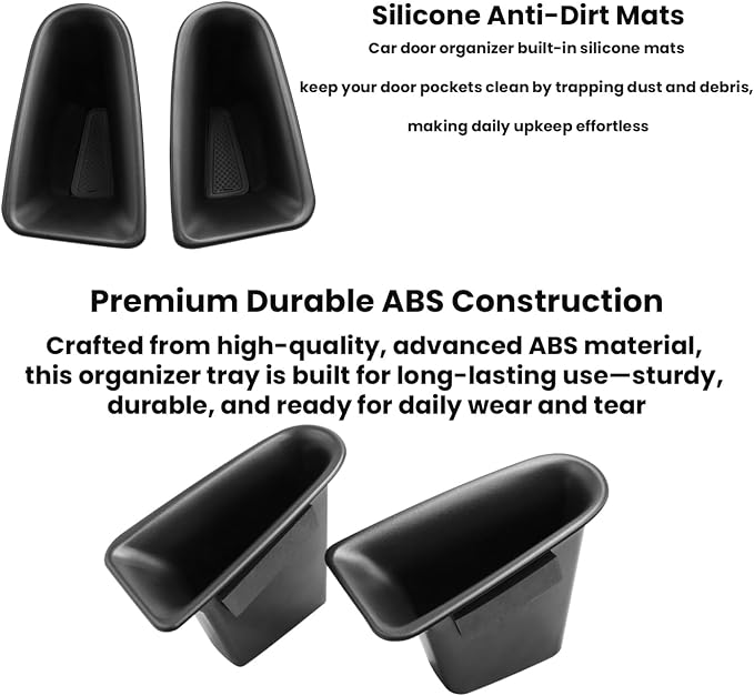 Door Handle Storage Box for Mercedes A-Class CLA A180L A200L | Pocket Organizer for A180L A200L 2019-2026 and CLA 2021-2025 Front/Rear Doors; ABS plastic, anti-slip pad, 2pcs set