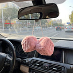 Fuzzy Plush Dice for Car Mirror, Pair of Retro 3” Light Pink Dice with White Dots for Car Interior Hanging Ornament Decoration (Light Pink)