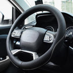 Microfiber Leather Steering Wheel Cover Anti-Slip Matte Finish Auto Car Wheel Cover Universal 15 Inch Wheel Cover for Car Embossing Pattern (M (14.5"-15" Diameter), White Line)