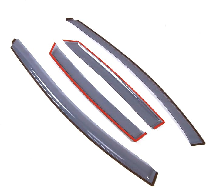 Car Window Rain Guard | Outside Mount Visors Auto Side Window Deflectors | Windows Visor Rain Shields Compatible with 2012-2016 Ford Focus Sedan | 4 Pcs Set, LGWV2-174, Light Tinted