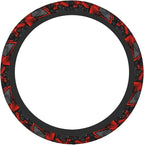 Cool Red Black and Gray Geometric Steering Wheel Cover for Women Men Girls Car Accessories Decor Anti-Slip Neoprene Auto Steering Wheel Covers Protector Universal 15 Inch