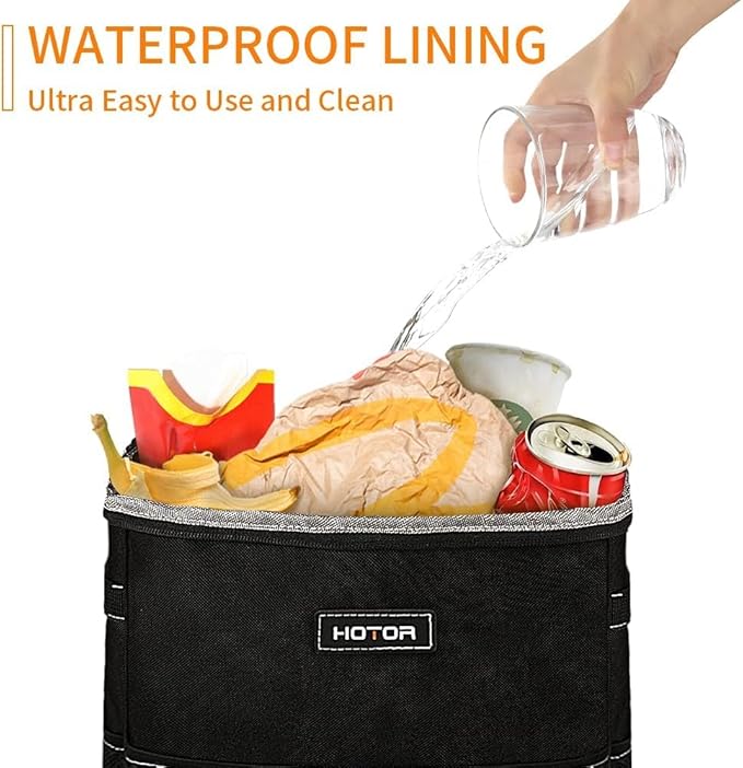 3 Gallons Car Trash Can, Ultra Large Capacity Organizer and Storage with Adjustable Straps & Magnetic Snaps, Waterproof Car Accessory for Interior Car Stuff Storage, Black