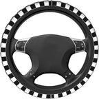 Black and White Checkered Flag Steering Wheel Cover Car Accessories Cute for Women Girls Girly Universal 15 Inch Neoprene Auto Interior Decor Anti Slip Car Truck Protector
