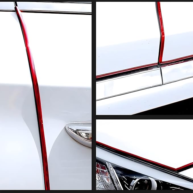 Car Door Edge Guards, 16Ft U Shape Door Edge Trim, Rubber Molding Auto Door Edge Seal Protector, Anti-Collision Vehicle Protection Accessories Universal for SUV, Truck, Van (Red)