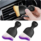 2PCS Car Interior Detailing Brush with Dust Cover, Auto Soft Hair Cleaning Brushes, Scratch Free Curved Dirt Collectors, for Vehicle Dashboard Air Conditioner Vents Leather (Purple/2PCS)