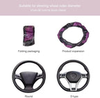 Ultra Fine Carbon Fiber Leather Steering Wheel Cover, Anti Slip and Sun Protective Protect the Steering Wheel, Easy to Install,Universal of 14.5"-15" (Purple)