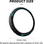 Car Steering Wheel Cover, 14.5-15inch Leather Anti-Slip Car Wheel Cover Protector, Safety Comfortable Desgin, Universal Auto Steering Wheels Accessories for Cars Truck SUV (Dark Green)