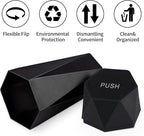 Car Trash Can with Lid, Diamond Design Small Automatic Portable Trash Can, Easy to Clean, Used in Car Home Office Interior Accessories, 2PCS (Black)